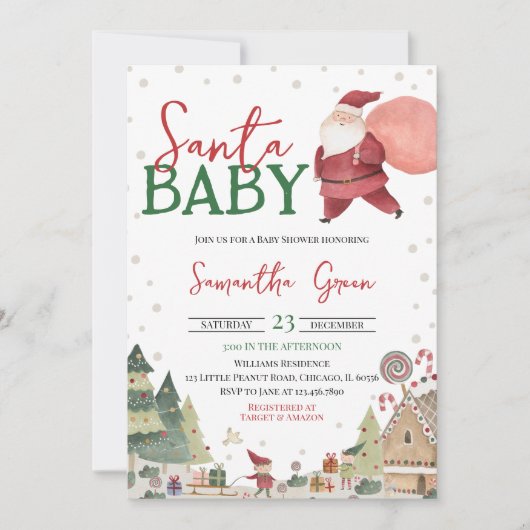 Genderneutraal Santa Baby shower Kaart (Voorkant)