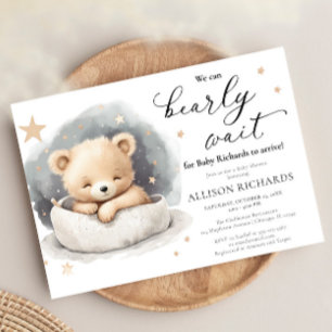 Genderneutraal schattig teddybeer baby shower kaart
