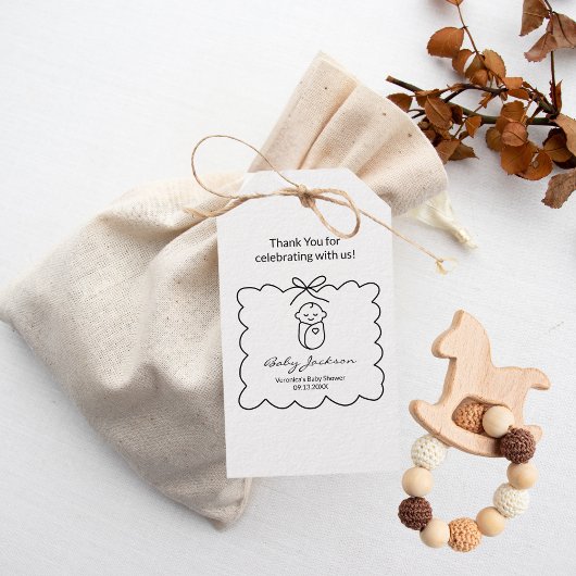 Genderneutraal Schattige Baby & boog Modern Baby s Cadeaulabel