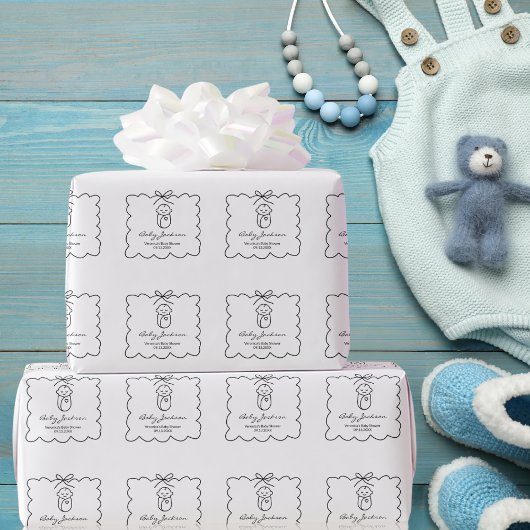 Genderneutraal Schattige Baby & boog Modern Baby s Cadeaupapier