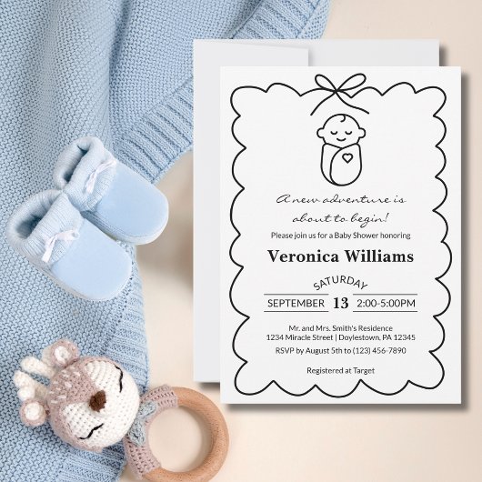 Genderneutraal Schattige Baby & boog Modern Baby s Kaart