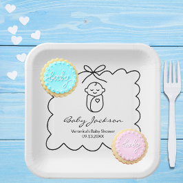 Genderneutraal Schattige Baby & boog Modern Baby s Papieren Bordje