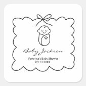 Genderneutraal Schattige Baby & boog Modern Baby s Vierkante Sticker (Voorkant)