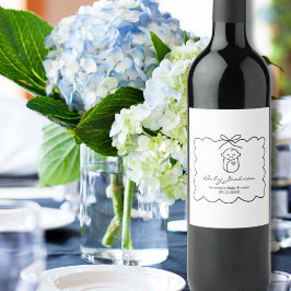 Genderneutraal Schattige Baby & boog Modern Baby s Wijn Etiket