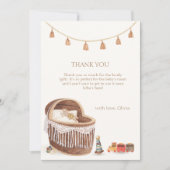 Genderneutraal Schattige Boho Bassinet Speelgoed B Bedankkaart (Voorkant)