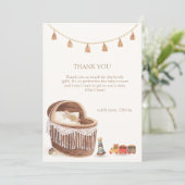 Genderneutraal Schattige Boho Bassinet Speelgoed B Bedankkaart (Staand voorkant)