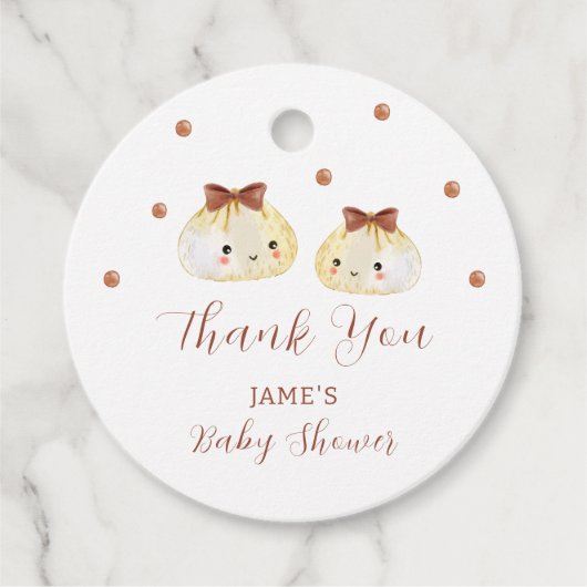 Genderneutraal Schattige Dumpling Baby shower Beda Bedankjes Labels (Voorkant)