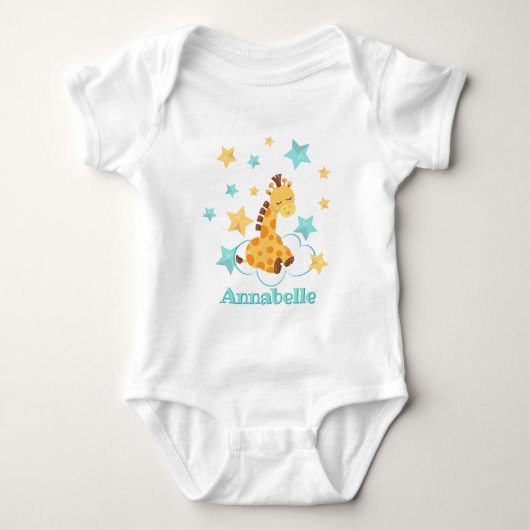 Genderneutraal Schattige Giraffe & Sterren Baby Mo Romper (Voorkant)