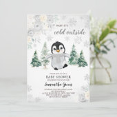 Genderneutraal Silver Penguin Baby shower Kaart (Staand voorkant)