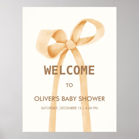 Genderneutraal Simple Bow Baby shower Welkom Poster (Voorkant)