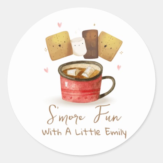 Genderneutraal S'more Fun Herfst Baby shower Ronde Sticker (Voorkant)