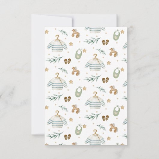 Genderneutraal  speelgoed Baby shower Dank u wel Bedankkaart (Achterkant)