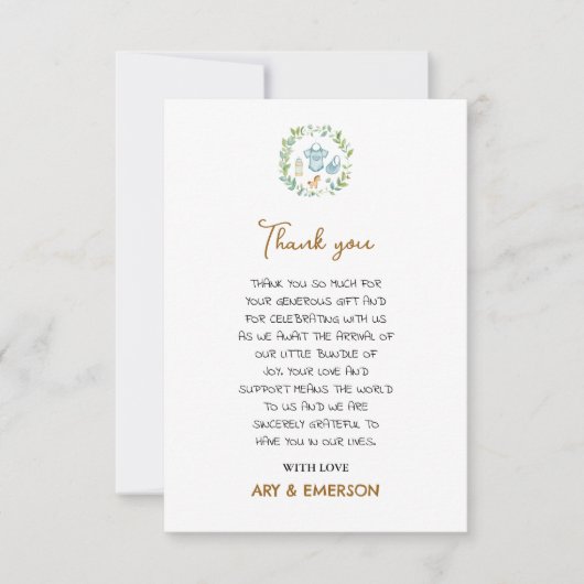 Genderneutraal  speelgoed Baby shower Dank u wel Bedankkaart (Voorkant)