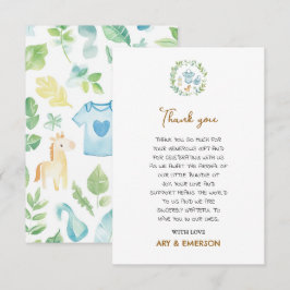 Genderneutraal  speelgoed Baby shower Dank u wel Bedankkaart