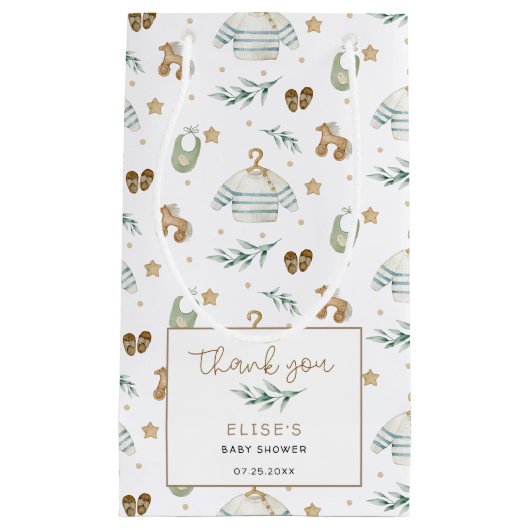 Genderneutraal speelgoed Baby shower Dank u wel Klein Cadeauzakje (Voorkant)