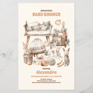 Genderneutraal  speelgoed Baby shower Flyer