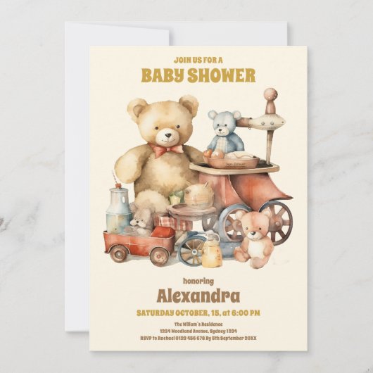 Genderneutraal  speelgoed Baby shower Kaart (Voorkant)