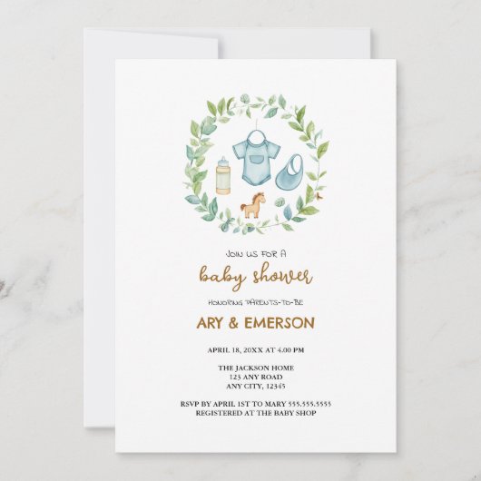 Genderneutraal  speelgoed Baby shower Kaart (Voorkant)