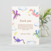 Genderneutraal sprookje Magic Dragon Baby shower Bedankkaart (Staand voorkant)