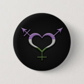 Genderneutraal symbool in Genderqueer Pride Flag Ronde Button 5,7 Cm (Voorkant)