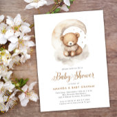 Genderneutraal Teddy Bear Moon Stars Baby shower Kaart