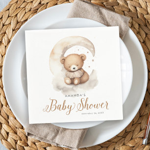 Genderneutraal Teddy Bear Moon Stars Baby shower Servet