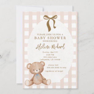 Genderneutraal  teddybeer Baby shower Kaart
