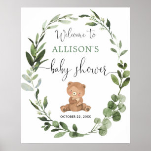 Genderneutraal teddybeer baby shower-welkomstbord poster