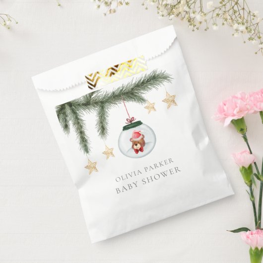 Genderneutraal Teddybeer Winter Baby shower Bedankzakje (Gezegeld)