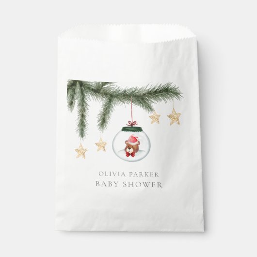 Genderneutraal Teddybeer Winter Baby shower Bedankzakje (Voorkant)