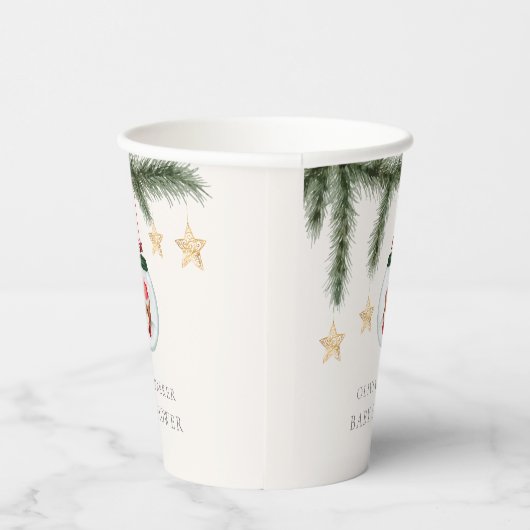 Genderneutraal Teddybeer Winter Baby shower Papieren Bekers (Rechts)