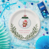 Genderneutraal Teddybeer Winter Baby shower Papieren Bordje (Feest)