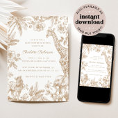 Genderneutraal Toile Safari Elegant Baby shower Kaart