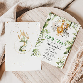 Genderneutraal Twee wilde safari verjaardagsuitnod Kaart