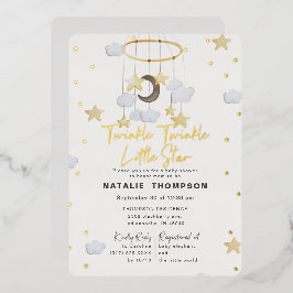 Genderneutraal Twinkle Little Star-Baby shower Folie Uitnodiging