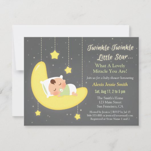 Genderneutraal Twinkle Little Star-Baby shower Kaart (Voorkant)