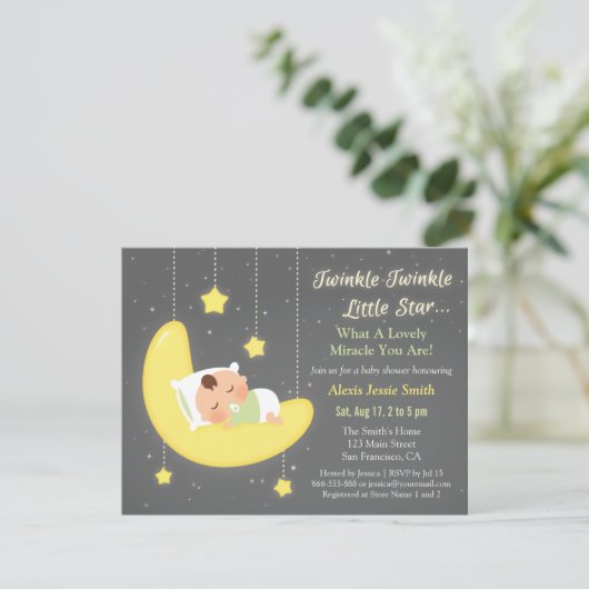 Genderneutraal Twinkle Little Star-Baby shower Kaart (Staand voorkant)