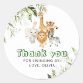 Genderneutraal waterverf safari verjaardagsfeest ronde sticker (Voorkant)