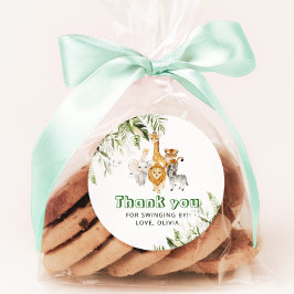 Genderneutraal waterverf safari verjaardagsfeest ronde sticker