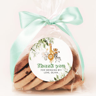 Genderneutraal waterverf safari verjaardagsfeest ronde sticker