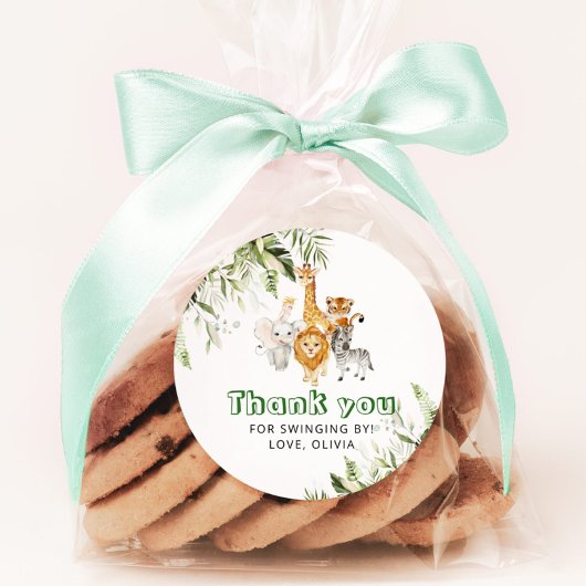 Genderneutraal waterverf safari verjaardagsfeest ronde sticker