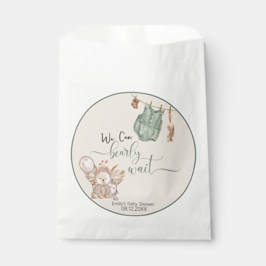 Genderneutraal we kunnen het Baby shower afwachten Bedankzakje (Voorkant)