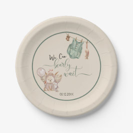 Genderneutraal we kunnen het Baby shower afwachten Papieren Bordje