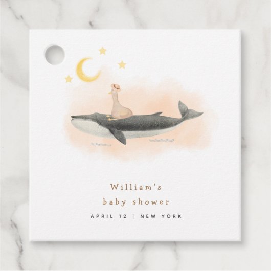 Genderneutraal  Whale & Duck Baby shower Bedankjes Labels (Voorkant)