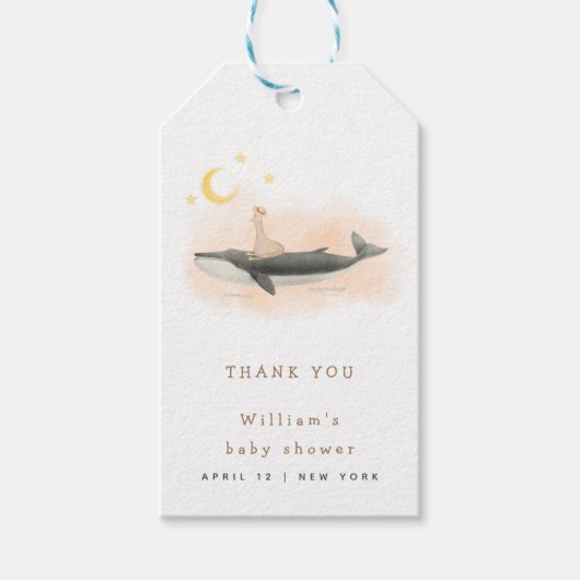 Genderneutraal  Whale & Duck Baby shower Cadeaulabel (Voorkant)