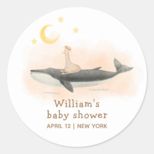 Genderneutraal Whale & Duck Baby shower Ronde Sticker