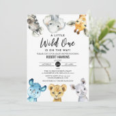 Genderneutraal Wild One Safari Animals Baby shower Kaart (Staand voorkant)