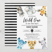 Genderneutraal Wild One Safari Animals Baby shower Kaart (Voorkant / Achterkant)