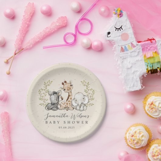 Genderneutraal Wild Safari Baby shower Papieren Bordje (Feest)