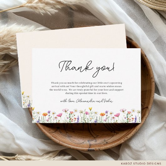 Genderneutraal Wildflower Boho-Baby shower Notitiekaartje